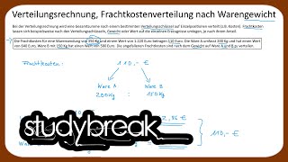 Verteilungsrechnung Frachtkostenverteilung nach Warengewicht  Kaufmännisches Rechnen [upl. by Gemini850]