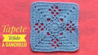 TapeteCuadrado Tejido a Crochet Ganchillo Tutorial Paso a Paso con lindas aplicaciones [upl. by Atinhoj589]