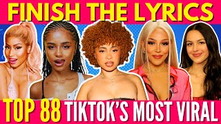 FINISH THE LYRICS  Most Popular Viral TikTok Songs 20212023📀MEGA CHALLENGE📢🎵 [upl. by Nenerb227]