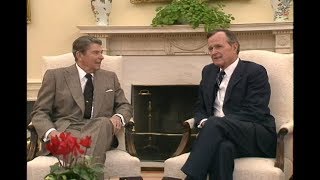 President Reagan Greets PresidentElect George Bush at White House on November 9 1988 [upl. by Ardnoel]