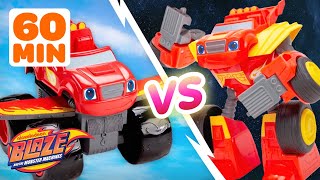 Robot Blaze vs Airplane Blaze ✈️  60 Minutes  Blaze and the Monster Machines Toys [upl. by Fridell796]