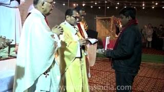 People at Midnight Mass on Christmas in Delhi [upl. by Kehr]