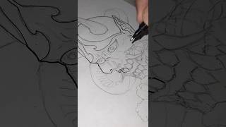 Drawing Hannya Mask Tattoo Idea Part 1 hannyamask tatuagem drawing art [upl. by Sihtnyc]