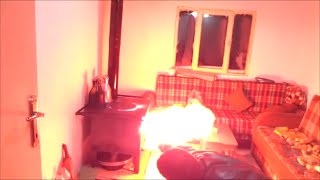 Idiot Uses Gasoline to Burn Heating Stove [upl. by Chuch]