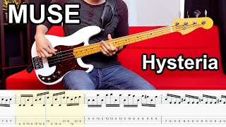 Muse  Hysteria  BASS COVER  PlayAlong Tabs [upl. by Jacquet]