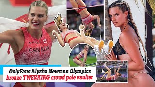 Olympics Paris 2024 OnlyFans star Alysha Newman celebrates Olympic bronze by TWERKING to the [upl. by Gnilyam]