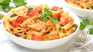 One Pot Italian Sausage amp Spinach Pasta  Easy 30 Minute Dinner Recipe [upl. by Hyrup266]