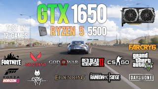 GTX 1650  Ryzen 5 5500  Test in 12 Games  Ryzen5 5500 Gaming test [upl. by Nilrev]