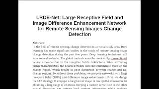 LRDE Net Large Receptive Field and Image Difference Enhancement Network for Remote Sensing Images C [upl. by Averat]