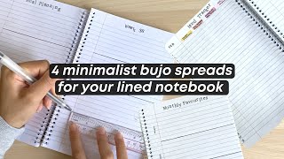 4 Simple amp Minimalist Bullet Journal Spread Ideas For a Lined Notebook [upl. by Inaliel]