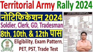 Territorial Army Rally Bharti 2024 🔥 Territorial Army Soldier GD Vacancy 2024 🔥 TA Army Vacancy 2024 [upl. by Claudius]