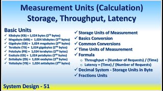 System Design 51 Measurement Units Calculation Storage Throughput Latency Basic Units Storage Time [upl. by Patrizio]