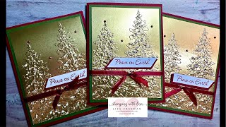 Distressed Embossed Gold Foil Painted Trees [upl. by Wemolohtrab]