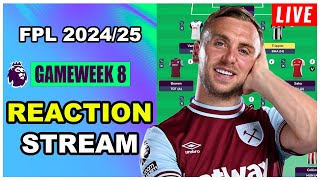 FPL Gameweek 8 REACTION STREAM  Live QampA  Fantasy Premier League Tips 202425 [upl. by Conney]