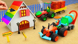 Diy tractor mini Bulldozer to making New Concrete House  diy mini Construction Vehicles [upl. by Airamesor]