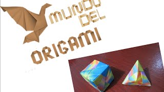 Origami Modular  Cubo y Hexaedro Triangular  MÃ³dulo Sonabe o Sonobe [upl. by Eynttirb638]