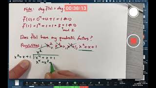 Mod p Irreducibility Test Example Quartic Polynomial is Irreducible over the Rationals ℚ [upl. by Asined723]