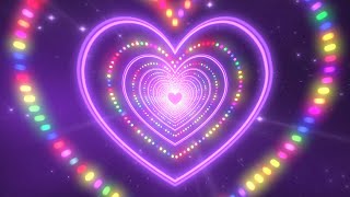 Heart Tunnel Background🌈Neon Heart Light Dots  Heart Wallpaper Video  Animated Background Video [upl. by Aihsirt]