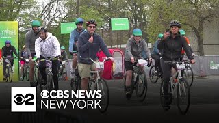 Five Boro Bike Tour brings cyclists to NYC from all over the world [upl. by Hamlin]