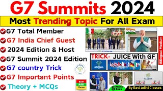 G7 Summit 2024 Current Affairs  G7 Shikhar Sammelan 2024 Gk  Important Summits and Conference 2024 [upl. by Willetta]