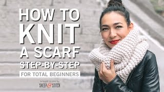 How to Knit a Scarf for Beginners Step By Step [upl. by Nuahsyd]