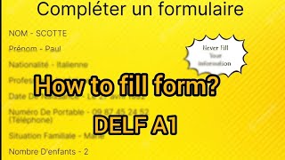 Remplir un formulaire  Fill in a form in French  DELF A1 Production écrite [upl. by Ymmij246]