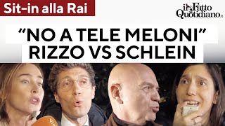 Sitin contro ‘Tele Meloni’ Schlein “Via i partiti dalla Rai” Ma Marco Rizzo la contesta [upl. by Aisemaj936]