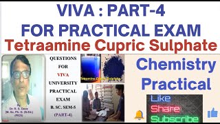 Viva Part4 For Practical Exam Tetraamine Cupric Sulphate Chemistry Practical B Sc Sem5 [upl. by Alled]