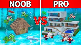 Mikey Family amp JJ Family  NOOB vs PRO  Underwater House Build Challenge in Minecraft Maizen [upl. by Einal]