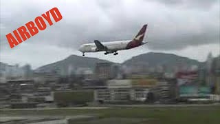 Qantas Boeing 767 landing Hong Kong Kai Tak Airport 香港 启德机场 [upl. by Pacifica]