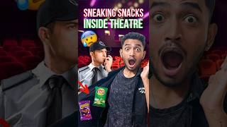 Sneaking Snacks inside MOVIE THEATRE 🤫😱 Got Caught😭shorts challenge fun [upl. by Noyek]