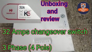 32 Amps Havells changeover switch 3 phase unboxing review and price  manaul change over switch [upl. by Yelir]