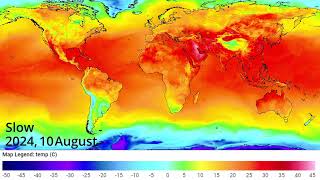 August 2024 World Temperature Time Lapse [upl. by Shutz]