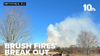 Brush fires reported in Smithfield Attleboro [upl. by Ynnaj]