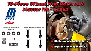 10Piece Wheel Hub Master Rethread Kit for Damaged External Studs  Internal Bolts  LT992 [upl. by Ettedo]