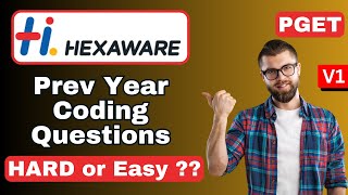 1 Hexaware On Campus Preparation 2023  Previous Year Coding Questions  PGET  UBK Anna [upl. by Lirbij]