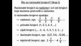 Što su racionalni brojevi Skup racionalnih brojeva  skup Q [upl. by Elisee]