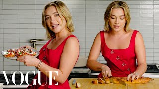 Florence Pugh Cooks Garlic Crostini  Vogue [upl. by Kyriako]