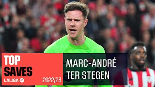 TOP PARADAS MarcAndré Ter Stegen LaLiga 20222023 [upl. by Nilhsa]