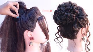 very beautiful messy high bun hairstyle for wedding gown [upl. by Cobby]