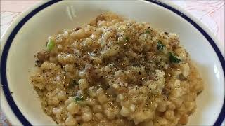 Fregola sarda con salsiccia funghi e pecorino videoricetta n° 1081 [upl. by Nawd76]