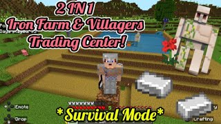 Minecraft  Iron Farm amp Villagers Trading Center Bedrock [upl. by Tarah255]