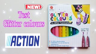 Nouveauté Action Glitter colours 12 glitter twinmarkers  loisirs créatifs [upl. by Einafit]