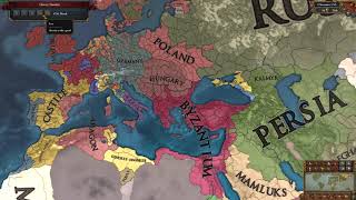 Europa Universalis IV Byzantine restoration Patch 135 Timelapse [upl. by Eittocs]