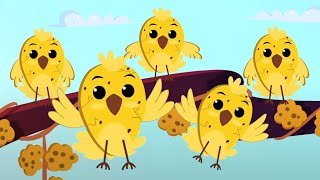 Five Little Birds  Yellow Birds and Fun Nursery Rhyme for Babies [upl. by Gilbye]