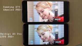 Super Amoled vs LTPS LCD Duel Display keren yang mana Samsung A70 vs Umidigi A5 Procekidot [upl. by Avalsorim586]