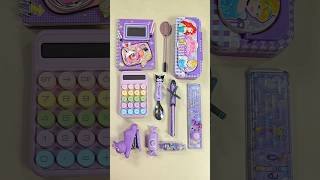 Purple stationery items calculator pencil box stationery pen pencil sharpener stationery [upl. by Blondell498]