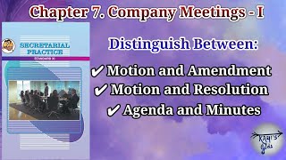 Class 11th Secretarial Practice SP Distinguish Between Chapter 7 Company Meetings  I Part 1 [upl. by Lamej]