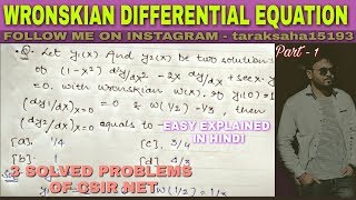 WRONSKIAN DIFFERENTIAL EQUATION  WRONSKIAN DIFFERENTIAL EQUATION IN HINDI [upl. by Nirak]