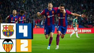 Barcelona vs Valencia 4 2 Resumen La liga 2024 [upl. by Ennagem658]